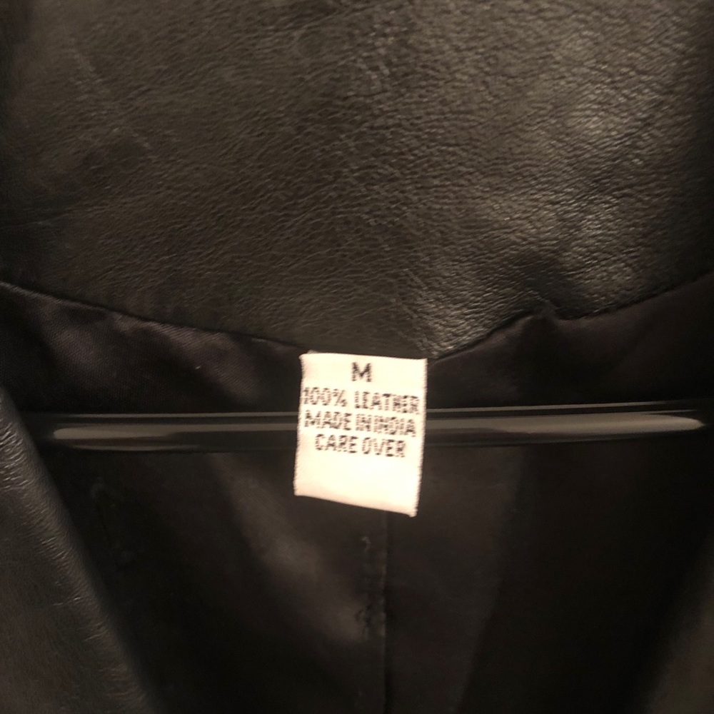 Black Leather Blazer 100% Genuine Leather Size M - Picture 3 of 11